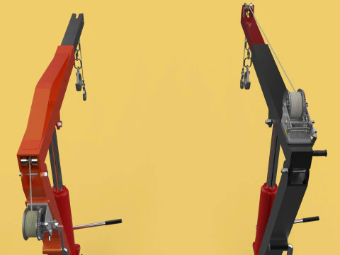 HAND CRANK WINCH SWIVEL LIFTING ENGINE CRANE HOIST JIB TRUCK CAR 3D Model