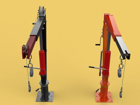 HAND CRANK WINCH SWIVEL LIFTING ENGINE CRANE HOIST JIB TRUCK CAR Modelo 3D
