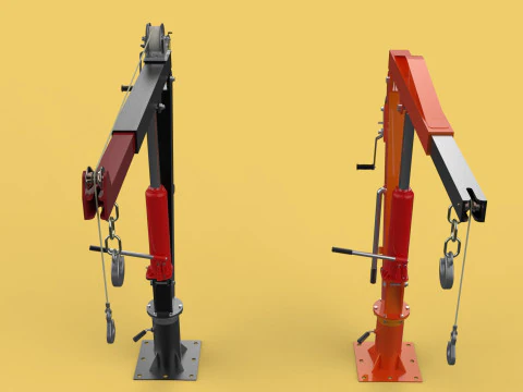 HAND CRANK WINCH SWIVEL LIFTING ENGINE CRANE HOIST JIB TRUCK CAR 3D Model