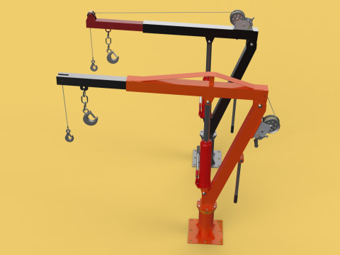 HAND CRANK WINCH SWIVEL LIFTING ENGINE CRANE HOIST JIB TRUCK CAR Modelo 3D