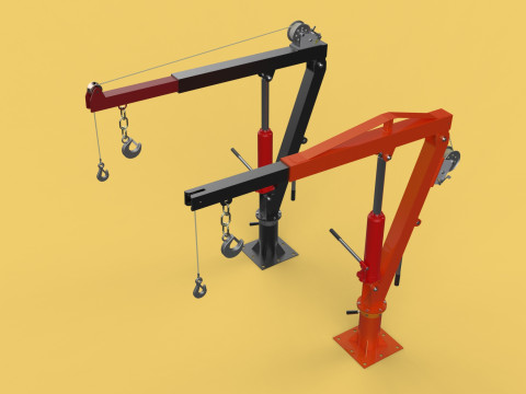 HAND CRANK WINCH SWIVEL LIFTING ENGINE CRANE HOIST JIB TRUCK CAR Modelo 3D