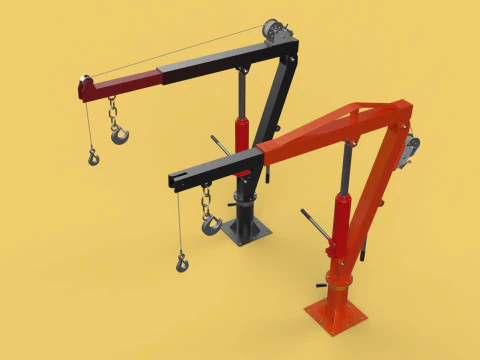 HAND CRANK WINCH SWIVEL LIFTING ENGINE CRANE HOIST JIB TRUCK CAR 3D Model