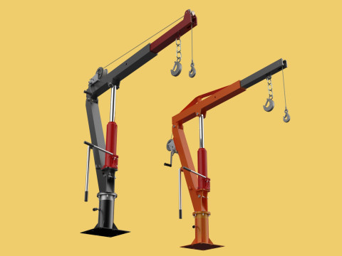 HAND CRANK WINCH SWIVEL LIFTING ENGINE CRANE HOIST JIB TRUCK CAR Modelo 3D