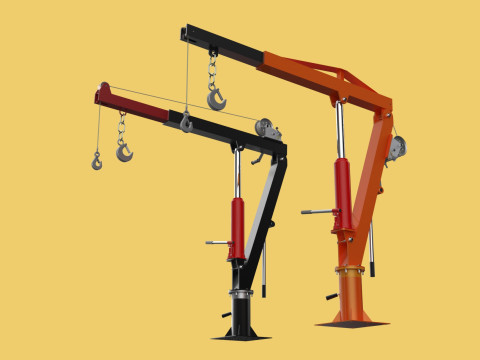 HAND CRANK WINCH SWIVEL LIFTING ENGINE CRANE HOIST JIB TRUCK CAR Modelo 3D