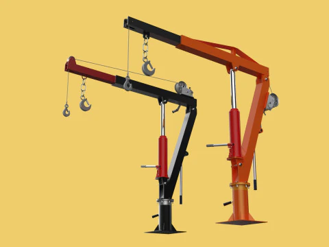 HAND CRANK WINCH SWIVEL LIFTING ENGINE CRANE HOIST JIB TRUCK CAR 3D Model