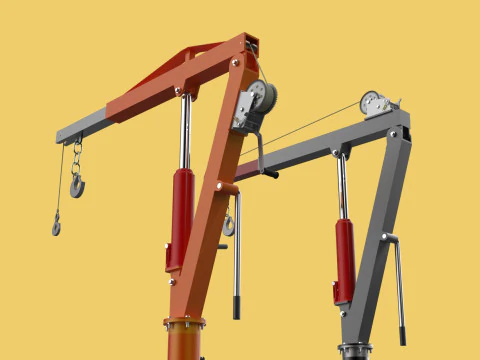 HAND CRANK WINCH SWIVEL LIFTING ENGINE CRANE HOIST JIB TRUCK CAR 3D Model