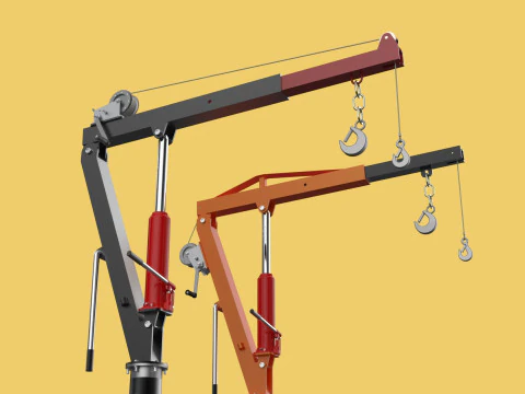 HAND CRANK WINCH SWIVEL LIFTING ENGINE CRANE HOIST JIB TRUCK CAR 3D Model