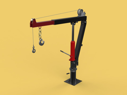 HAND CRANK WINCH SWIVEL LIFTING ENGINE CRANE HOIST JIB TRUCK CAR Modelo 3D