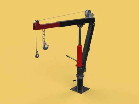 HAND CRANK WINCH SWIVEL LIFTING ENGINE CRANE HOIST JIB TRUCK CAR 3D Model