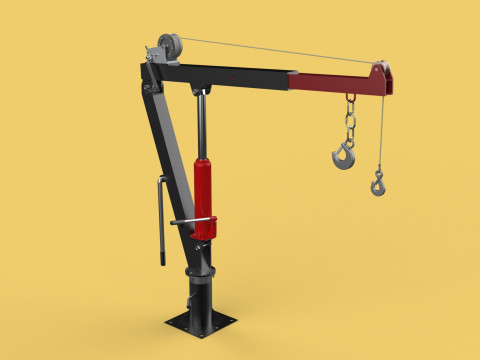 HAND CRANK WINCH SWIVEL LIFTING ENGINE CRANE HOIST JIB TRUCK CAR Modelo 3D