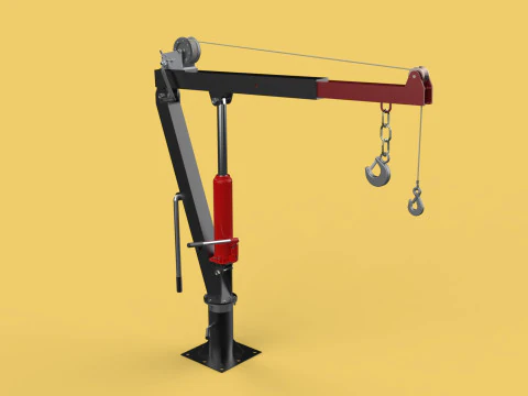 HAND CRANK WINCH SWIVEL LIFTING ENGINE CRANE HOIST JIB TRUCK CAR 3D Model