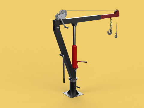 HAND CRANK WINCH SWIVEL LIFTING ENGINE CRANE HOIST JIB TRUCK CAR Modelo 3D