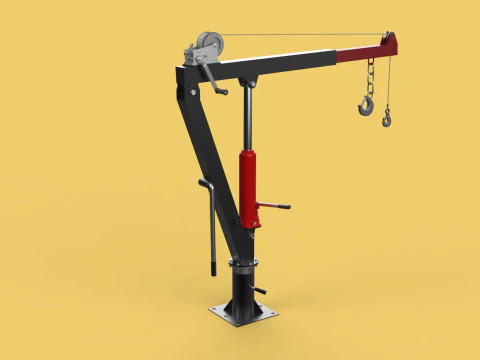 HAND CRANK WINCH SWIVEL LIFTING ENGINE CRANE HOIST JIB TRUCK CAR 3D Model