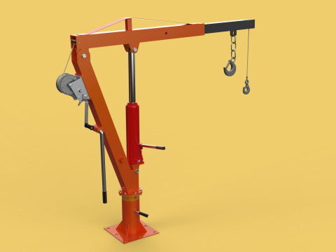 HAND CRANK WINCH SWIVEL LIFTING ENGINE CRANE HOIST JIB TRUCK CAR Modelo 3D