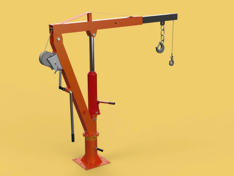 HAND CRANK WINCH SWIVEL LIFTING ENGINE CRANE HOIST JIB TRUCK CAR 3D Model