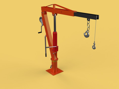 HAND CRANK WINCH SWIVEL LIFTING ENGINE CRANE HOIST JIB TRUCK CAR Modelo 3D