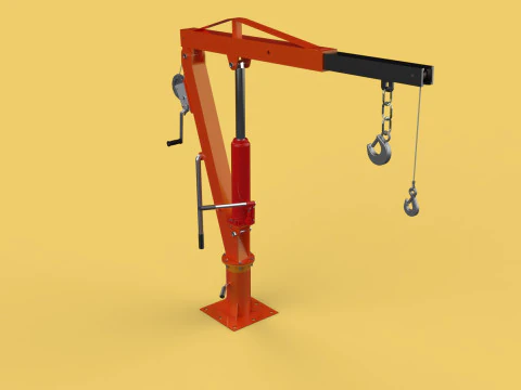 HAND CRANK WINCH SWIVEL LIFTING ENGINE CRANE HOIST JIB TRUCK CAR 3D Model