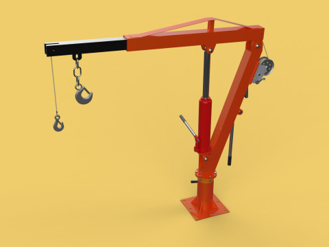 HAND CRANK WINCH SWIVEL LIFTING ENGINE CRANE HOIST JIB TRUCK CAR Modelo 3D