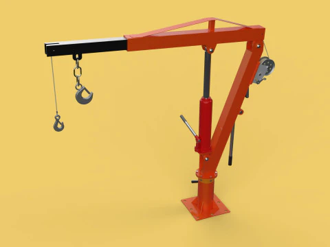 HAND CRANK WINCH SWIVEL LIFTING ENGINE CRANE HOIST JIB TRUCK CAR 3D Model