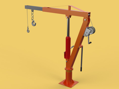 HAND CRANK WINCH SWIVEL LIFTING ENGINE CRANE HOIST JIB TRUCK CAR Modelo 3D