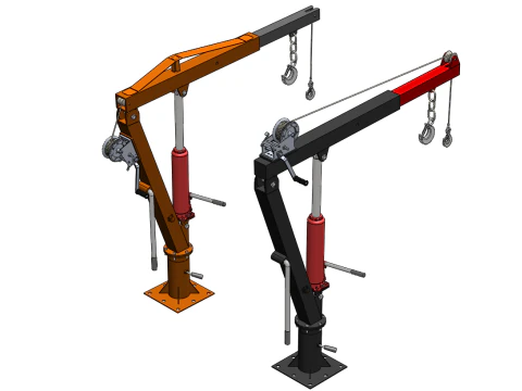 HAND CRANK WINCH SWIVEL LIFTING ENGINE CRANE HOIST JIB TRUCK CAR 3D Model
