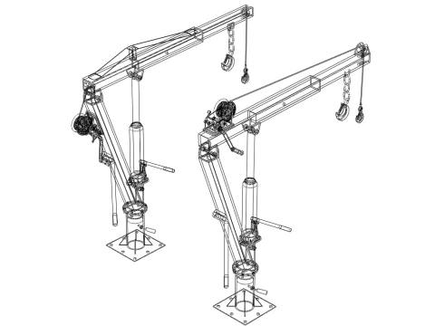HAND CRANK WINCH SWIVEL LIFTING ENGINE CRANE HOIST JIB TRUCK CAR 3D Model