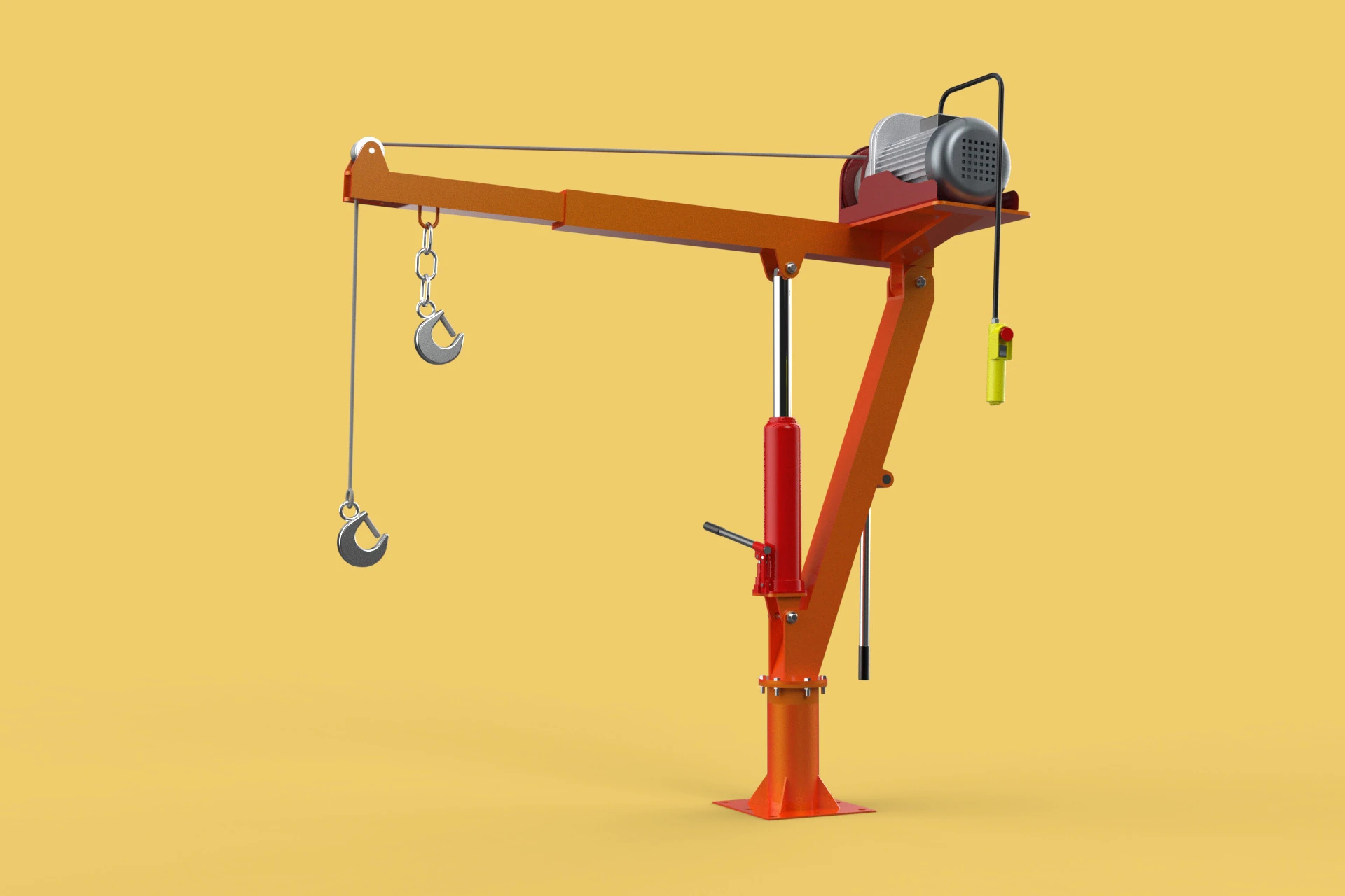 ELECTRIC REMOTE WINCH HOIST SWIVEL LIFTING CRANE HOOK JIB TRUCK 3D Model .c4d .max .obj .3ds .fbx .stl .blend 