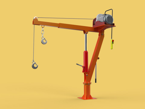 ELECTRIC REMOTE WINCH HOIST SWIVEL LIFTING CRANE HOOK JIB TRUCK 3D Model