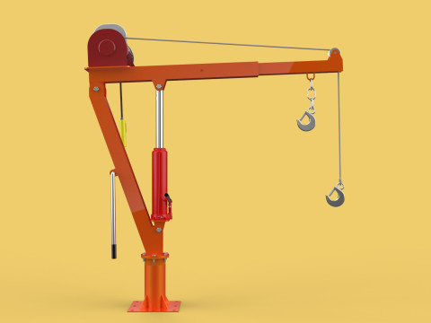 ELECTRIC REMOTE WINCH HOIST SWIVEL LIFTING CRANE HOOK JIB TRUCK 3D मॉडल