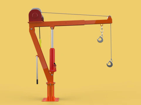 ELECTRIC REMOTE WINCH HOIST SWIVEL LIFTING CRANE HOOK JIB TRUCK 3D Model