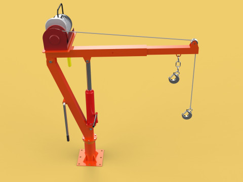 ELECTRIC REMOTE WINCH HOIST SWIVEL LIFTING CRANE HOOK JIB TRUCK 3D मॉडल