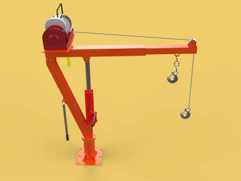 ELECTRIC REMOTE WINCH HOIST SWIVEL LIFTING CRANE HOOK JIB TRUCK 3D Model