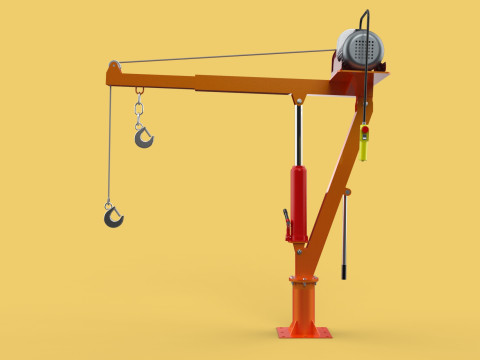 ELECTRIC REMOTE WINCH HOIST SWIVEL LIFTING CRANE HOOK JIB TRUCK 3D मॉडल