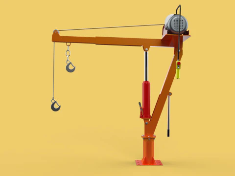 ELECTRIC REMOTE WINCH HOIST SWIVEL LIFTING CRANE HOOK JIB TRUCK 3D Model