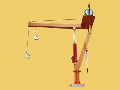 ELECTRIC REMOTE WINCH HOIST SWIVEL LIFTING CRANE HOOK JIB TRUCK 3D Model