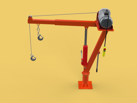 ELECTRIC REMOTE WINCH HOIST SWIVEL LIFTING CRANE HOOK JIB TRUCK 3D मॉडल