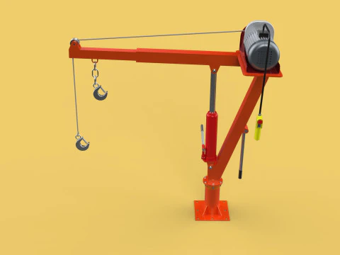 ELECTRIC REMOTE WINCH HOIST SWIVEL LIFTING CRANE HOOK JIB TRUCK 3D Model