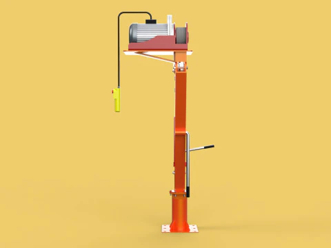 ELECTRIC REMOTE WINCH HOIST SWIVEL LIFTING CRANE HOOK JIB TRUCK 3D Model