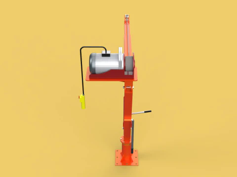 ELECTRIC REMOTE WINCH HOIST SWIVEL LIFTING CRANE HOOK JIB TRUCK 3D Model