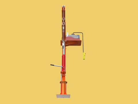 ELECTRIC REMOTE WINCH HOIST SWIVEL LIFTING CRANE HOOK JIB TRUCK 3D Model