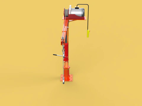 ELECTRIC REMOTE WINCH HOIST SWIVEL LIFTING CRANE HOOK JIB TRUCK 3D Model