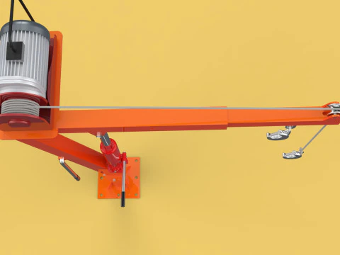 ELECTRIC REMOTE WINCH HOIST SWIVEL LIFTING CRANE HOOK JIB TRUCK 3D Model