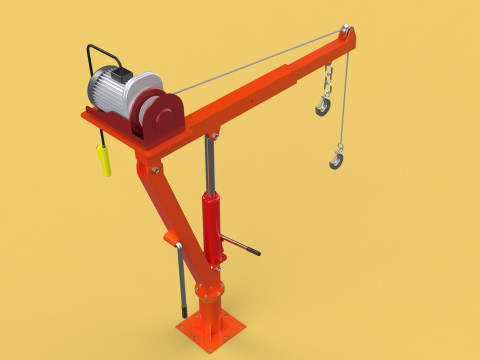ELECTRIC REMOTE WINCH HOIST SWIVEL LIFTING CRANE HOOK JIB TRUCK 3D मॉडल