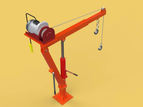 ELECTRIC REMOTE WINCH HOIST SWIVEL LIFTING CRANE HOOK JIB TRUCK 3D Model