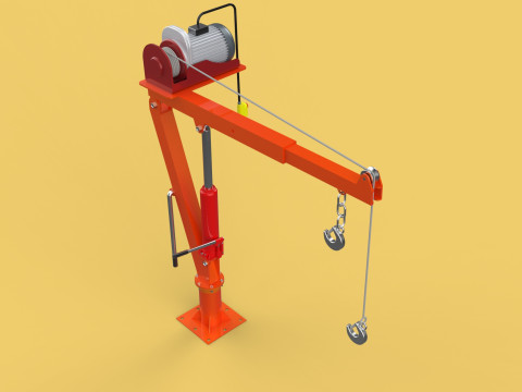 ELECTRIC REMOTE WINCH HOIST SWIVEL LIFTING CRANE HOOK JIB TRUCK 3D मॉडल