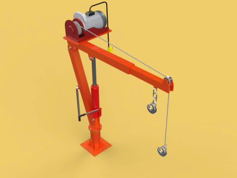 ELECTRIC REMOTE WINCH HOIST SWIVEL LIFTING CRANE HOOK JIB TRUCK 3D Model