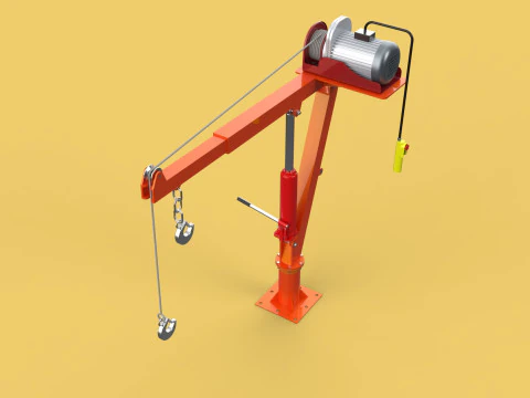 ELECTRIC REMOTE WINCH HOIST SWIVEL LIFTING CRANE HOOK JIB TRUCK 3D Model