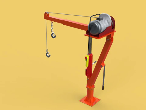 ELECTRIC REMOTE WINCH HOIST SWIVEL LIFTING CRANE HOOK JIB TRUCK 3D Model