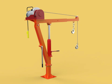 ELECTRIC REMOTE WINCH HOIST SWIVEL LIFTING CRANE HOOK JIB TRUCK 3D Model