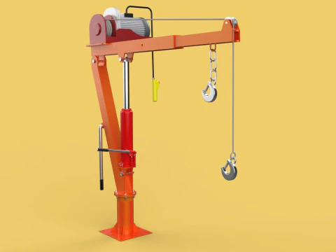 ELECTRIC REMOTE WINCH HOIST SWIVEL LIFTING CRANE HOOK JIB TRUCK 3D Model